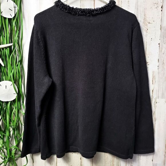 Merry & Bright Embellished Holiday Sweater Black XL Petite - Picture 2 of 7